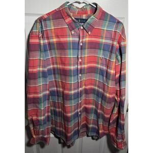 Polo Ralph Lauren Men’s Plaid Button Up Shirt 2XL, Preppy Casual Office